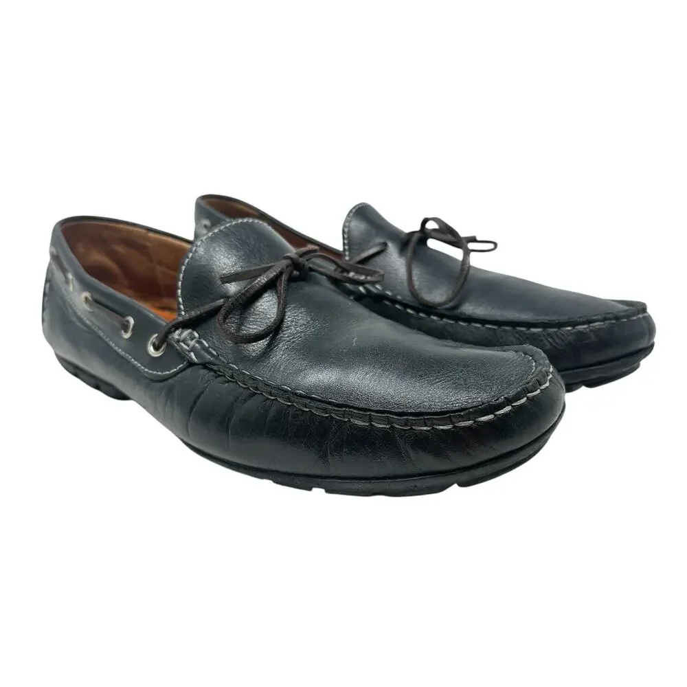 Peter Millar Pebbled Leather Driver‎ Moc Loafers Black Driving Shoes Men's 9M